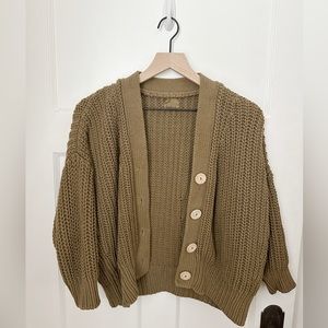 babaa no 18 mossy green cotton cardigan sweater
